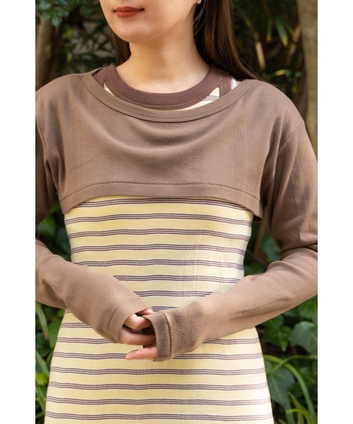 MILLER(ミラー)の「【 Robert P. Miller / ロバート・ピー・ミラー 】 パネルリブ クロップド ロングスリーブ カットソー DRE RM241-2147(Tシャツ/カットソー・レディース・ブラック/ブラウン/グリーン/ブラウン系その他/ライトブルー/ダークブラウン・FREE)」の7枚目の写真