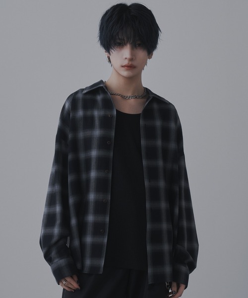 sisa.(シサ)の「Ombre check shirts/オンブレチェックシャツ(シャツ/ブラウス・メンズ・ブルー/チャコールグレー・SMALL/MEDIUM/LARGE)」の2枚目の写真
