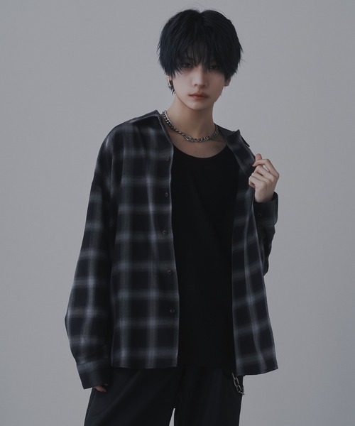 sisa.(シサ)の「Ombre check shirts/オンブレチェックシャツ(シャツ/ブラウス・メンズ・ブルー/チャコールグレー・SMALL/MEDIUM/LARGE)」の5枚目の写真