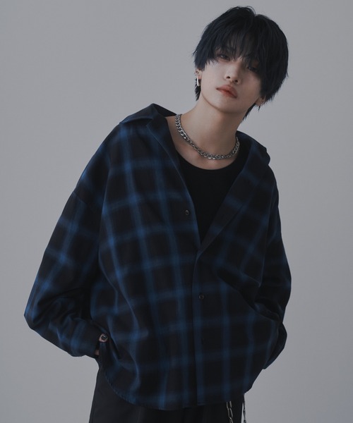 sisa.(シサ)の「Ombre check shirts/オンブレチェックシャツ(シャツ/ブラウス・メンズ・ブルー/チャコールグレー・SMALL/MEDIUM/LARGE)」の17枚目の写真