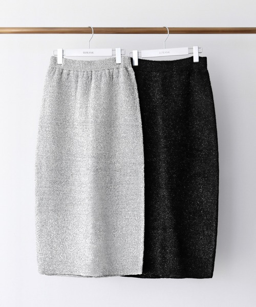 【セール】ラメニットジャガード編みロングタイトスカート（スカート）｜ELFRANK（エルフランク）