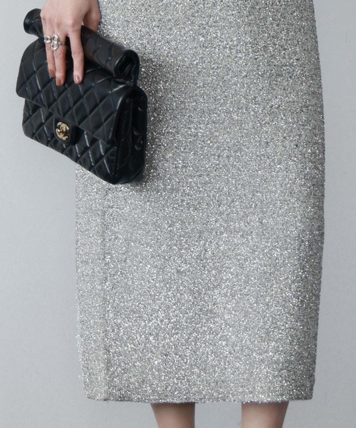 【セール】ラメニットジャガード編みロングタイトスカート（スカート）｜ELFRANK（エルフランク）