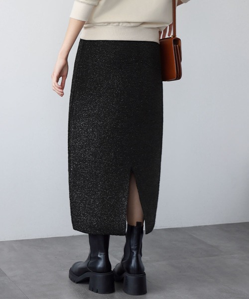 【セール】ラメニットジャガード編みロングタイトスカート（スカート）｜ELFRANK（エルフランク）