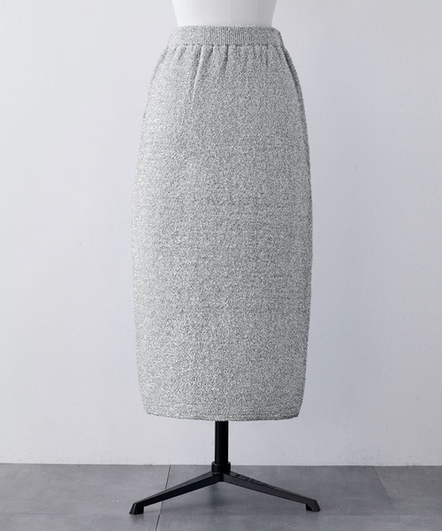 【セール】ラメニットジャガード編みロングタイトスカート（スカート）｜ELFRANK（エルフランク）