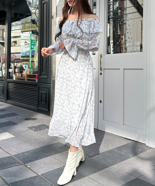 2Wayフリル花柄シャーリングワンピース｜INGNI(イング) 公式通販