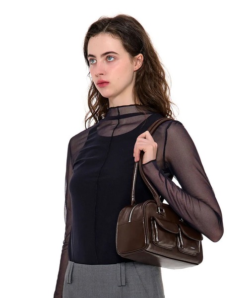 STAND OIL ブラックレザーショルダーバッグ STAND OIL/スタンドオイル CHUBBY BAG ショルダーバッグ