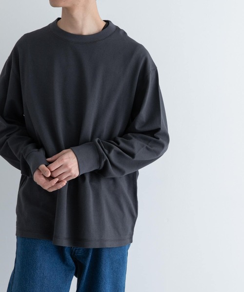 FORK&SPOON(フォークアンドスプーン)の「FORK&SPOON TCワッフルロングスリーブTシャツ(Tシャツ/カットソー・メンズ・オフホワイト/チャコールグレー・4/5)」の2枚目の写真