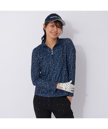 marie claire GOLF/マリクレール ゴルフ ゴルフウェア ブランド ロゴ 総柄 花柄 ハーフジップ ハイネック 長袖 シャツ