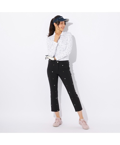 【セール】marie claire GOLF/マリクレール ゴルフ ゴルフウェア ブランド ロゴ 総柄 花柄 ハーフジップ ハイネック 長袖 シャツ（Tシャツ/カットソー）｜marie claire（マリ・クレール）