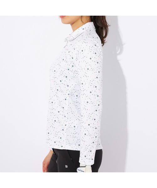 【セール】marie claire GOLF/マリクレール ゴルフ ゴルフウェア ブランド ロゴ 総柄 花柄 ハーフジップ ハイネック 長袖 シャツ（Tシャツ/カットソー）｜marie claire（マリ・クレール）