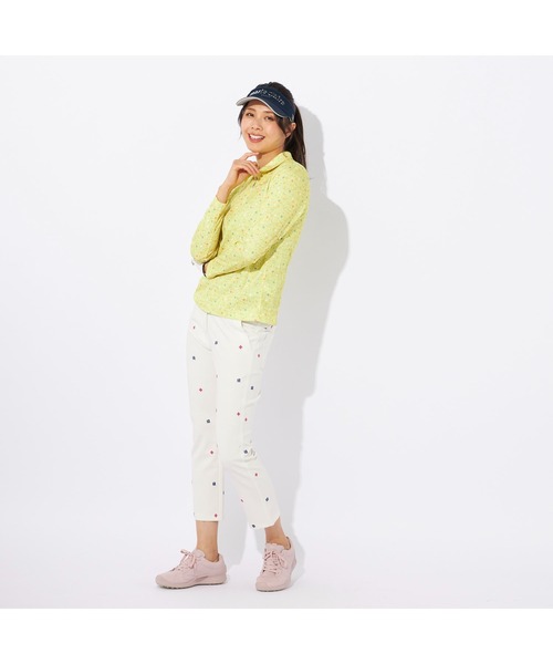 【セール】marie claire GOLF/マリクレール ゴルフ ゴルフウェア ブランド ロゴ 総柄 花柄 ハーフジップ ハイネック 長袖 シャツ（Tシャツ/カットソー）｜marie claire（マリ・クレール）