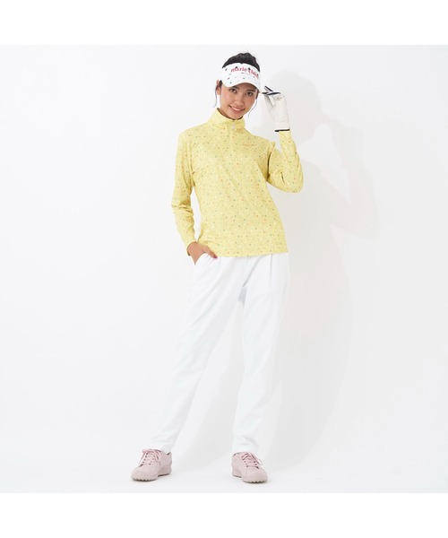 【セール】marie claire GOLF/マリクレール ゴルフ ゴルフウェア ブランド ロゴ 総柄 花柄 ハーフジップ ハイネック 長袖 シャツ（Tシャツ/カットソー）｜marie claire（マリ・クレール）