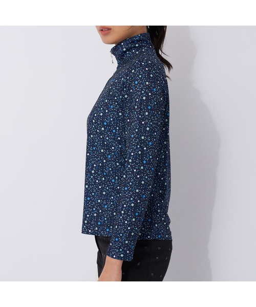 【セール】marie claire GOLF/マリクレール ゴルフ ゴルフウェア ブランド ロゴ 総柄 花柄 ハーフジップ ハイネック 長袖 シャツ（Tシャツ/カットソー）｜marie claire（マリ・クレール）