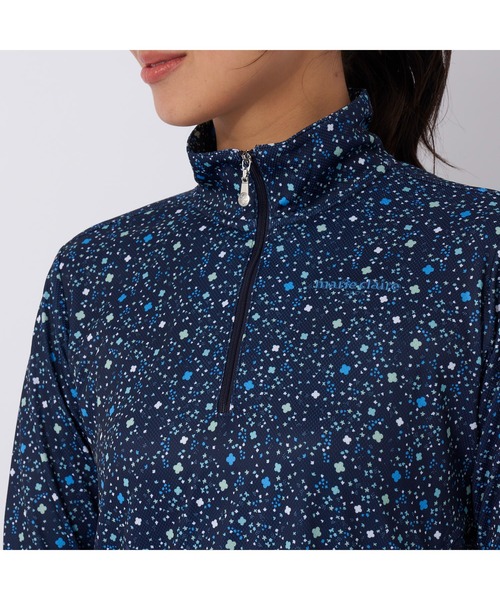 【セール】marie claire GOLF/マリクレール ゴルフ ゴルフウェア ブランド ロゴ 総柄 花柄 ハーフジップ ハイネック 長袖 シャツ（Tシャツ/カットソー）｜marie claire（マリ・クレール）