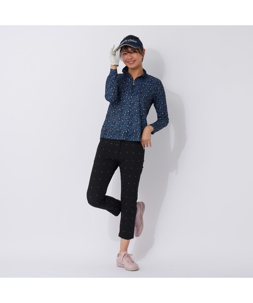 【セール】marie claire GOLF/マリクレール ゴルフ ゴルフウェア ブランド ロゴ 総柄 花柄 ハーフジップ ハイネック 長袖 シャツ（Tシャツ/カットソー）｜marie claire（マリ・クレール）