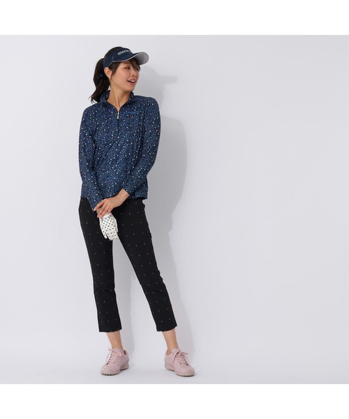 【セール】marie claire GOLF/マリクレール ゴルフ ゴルフウェア ブランド ロゴ 総柄 花柄 ハーフジップ ハイネック 長袖 シャツ（Tシャツ/カットソー）｜marie claire（マリ・クレール）