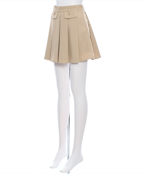 clear(クリア)の「フェイクポケットプリーツミニスカート(スカート・レディース・ブラック/ベージュ・M/S)」の3枚目の写真