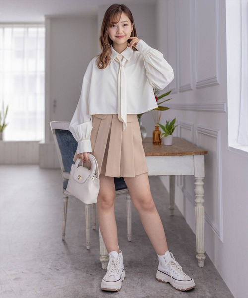 clear(クリア)の「フェイクポケットプリーツミニスカート(スカート・レディース・ブラック/ベージュ・M/S)」の12枚目の写真