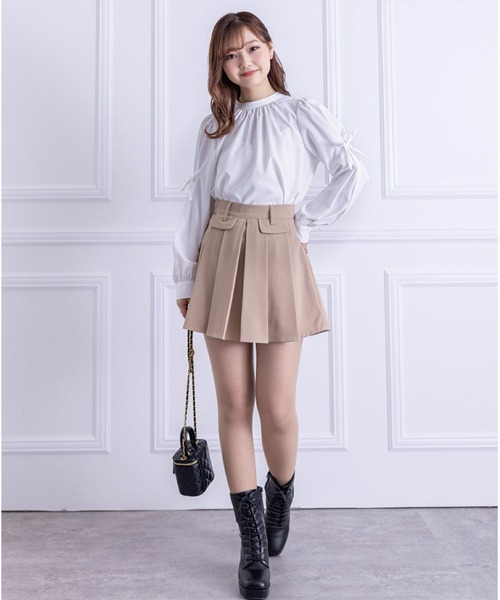 clear(クリア)の「フェイクポケットプリーツミニスカート(スカート・レディース・ブラック/ベージュ・M/S)」の13枚目の写真