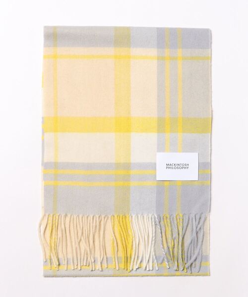 MACKINTOSH PHILOSOPHY（ﾏｯｷﾝﾄｯｼｭ ﾌｨﾛｿﾌｨｰ）の「カシミヤ100% 洗える マフラー ”チェック”（マフラー・レディース・ダークブルー/ダークグレー/イエロー/ブラウン・FREE）」の2枚目の写真