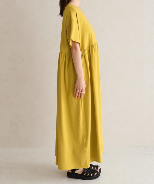 Social GIRL（ソーシャルガール）の「綿100%ハイウエスト切替ボリュームギャザーワンピース（ワンピース・レディース・ブラック/ブルー/ライム・M）」の8枚目の写真