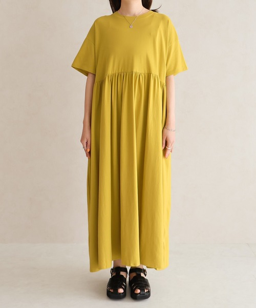 Social GIRL（ソーシャルガール）の「綿100%ハイウエスト切替ボリュームギャザーワンピース（ワンピース・レディース・ブラック/ブルー/ライム・M）」の9枚目の写真