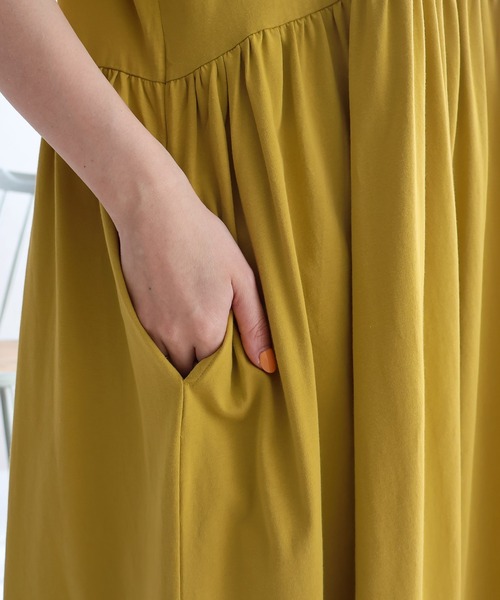 Social GIRL（ソーシャルガール）の「綿100%ハイウエスト切替ボリュームギャザーワンピース（ワンピース・レディース・ブラック/ブルー/ライム・M）」の14枚目の写真