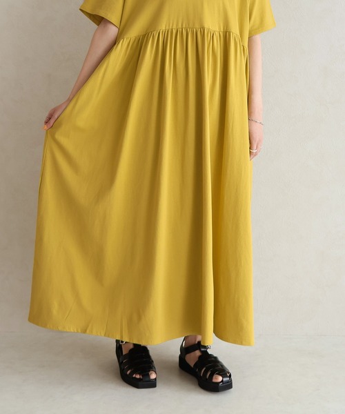 Social GIRL（ソーシャルガール）の「綿100%ハイウエスト切替ボリュームギャザーワンピース（ワンピース・レディース・ブラック/ブルー/ライム・M）」の17枚目の写真