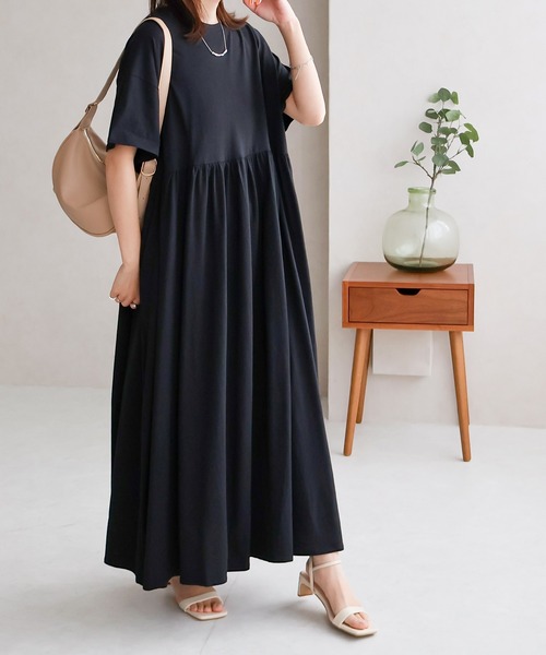 Social GIRL（ソーシャルガール）の「綿100%ハイウエスト切替ボリュームギャザーワンピース（ワンピース・レディース・ブラック/ブルー/ライム・M）」の22枚目の写真