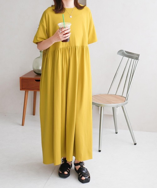 Social GIRL（ソーシャルガール）の「綿100%ハイウエスト切替ボリュームギャザーワンピース（ワンピース・レディース・ブラック/ブルー/ライム・M）」の21枚目の写真