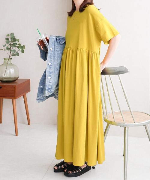 Social GIRL（ソーシャルガール）の「綿100%ハイウエスト切替ボリュームギャザーワンピース（ワンピース・レディース・ブラック/ブルー/ライム・M）」の20枚目の写真