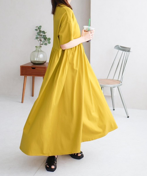 Social GIRL（ソーシャルガール）の「綿100%ハイウエスト切替ボリュームギャザーワンピース（ワンピース・レディース・ブラック/ブルー/ライム・M）」の19枚目の写真