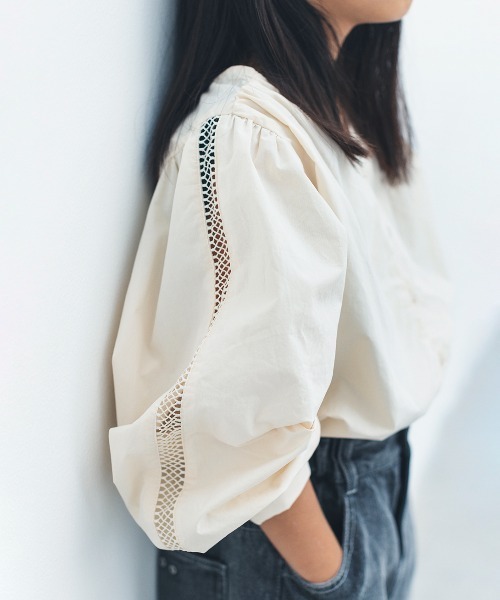 ooju（オージュ）の「【ooju】パフブラウス（シャツ/ブラウス・キッズ・アイボリー/ブラック・1/2/3/4）」の5枚目の写真