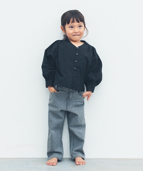 ooju（オージュ）の「【ooju】パフブラウス（シャツ/ブラウス・キッズ・アイボリー/ブラック・1/2/3/4）」の9枚目の写真