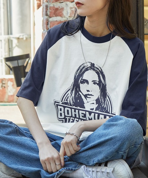 ガールズプリントラグランTシャツ/BOHEMIAN&PSYCHEDEIC MONO-MART 