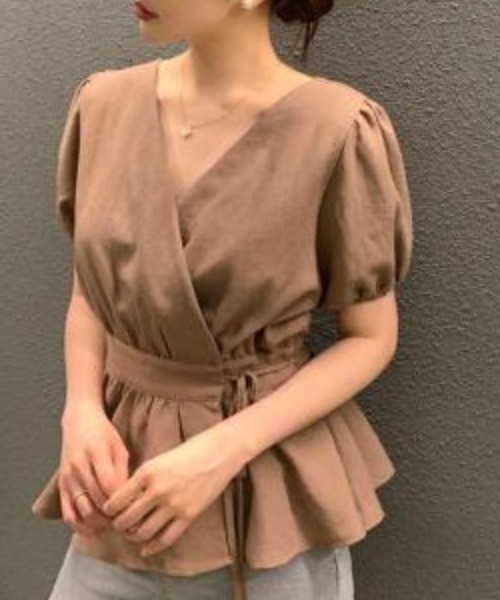 N.s(エヌドットエス)の「カシュクールペプラムブラウス(シャツ/ブラウス・レディース・ブルー/ブラウン/ホワイト/ホワイト系その他/ブラウン系その他・L/M/S/SMALL/MEDIUM/LARGE)」の8枚目の写真