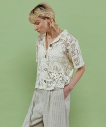 Half Sleeve Lace Fabric Shirt/ハーフスリーブレースシャツ【MAISON 