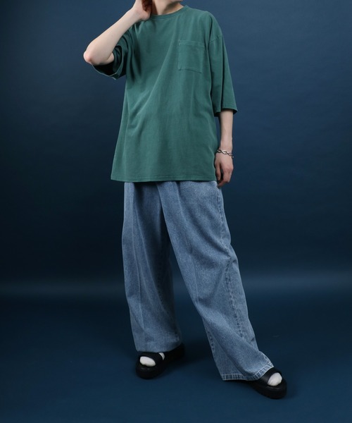 ANPAS(アンパス)の「Pigment Plain Color T-Shirt with Pocket/ピグメント加工 ポケット付き 無地 Tシャツ 半袖 メンズ レディース(Tシャツ/カットソー・メンズ・グレー系その他/グリーン系その他/ベージュ系その他/ブラック系その他・L/LL/M)」の8枚目の写真