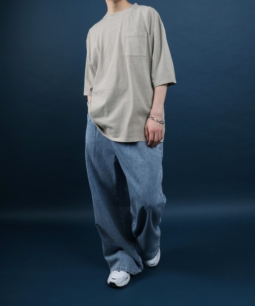 ANPAS(アンパス)の「Pigment Plain Color T-Shirt with Pocket/ピグメント加工 ポケット付き 無地 Tシャツ 半袖 メンズ レディース(Tシャツ/カットソー・メンズ・グレー系その他/グリーン系その他/ベージュ系その他/ブラック系その他・L/LL/M)」の7枚目の写真