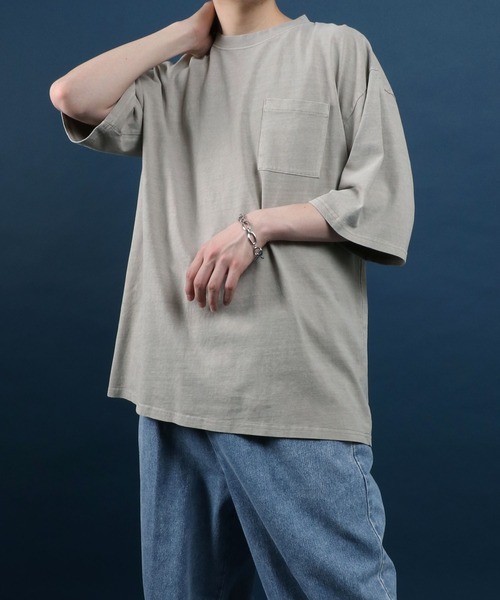 ANPAS(アンパス)の「Pigment Plain Color T-Shirt with Pocket/ピグメント加工 ポケット付き 無地 Tシャツ 半袖 メンズ レディース(Tシャツ/カットソー・メンズ・グレー系その他/グリーン系その他/ベージュ系その他/ブラック系その他・L/LL/M)」の5枚目の写真