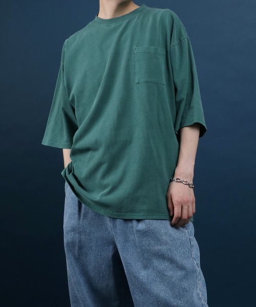 ANPAS(アンパス)の「Pigment Plain Color T-Shirt with Pocket/ピグメント加工 ポケット付き 無地 Tシャツ 半袖 メンズ レディース(Tシャツ/カットソー・メンズ・グレー系その他/グリーン系その他/ベージュ系その他/ブラック系その他・L/LL/M)」の6枚目の写真