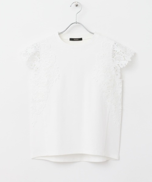 URBAN RESEARCH ROSSO WOMEN（アーバンリサーチ　ロッソ）の「レースフレンチスリーブプルオーバー（Tシャツ/カットソー・レディース・ブラック/オフホワイト/ブルー系その他・FREE）」の2枚目の写真