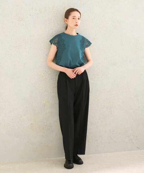 URBAN RESEARCH ROSSO WOMEN（アーバンリサーチ　ロッソ）の「レースフレンチスリーブプルオーバー（Tシャツ/カットソー・レディース・ブラック/オフホワイト/ブルー系その他・FREE）」の14枚目の写真