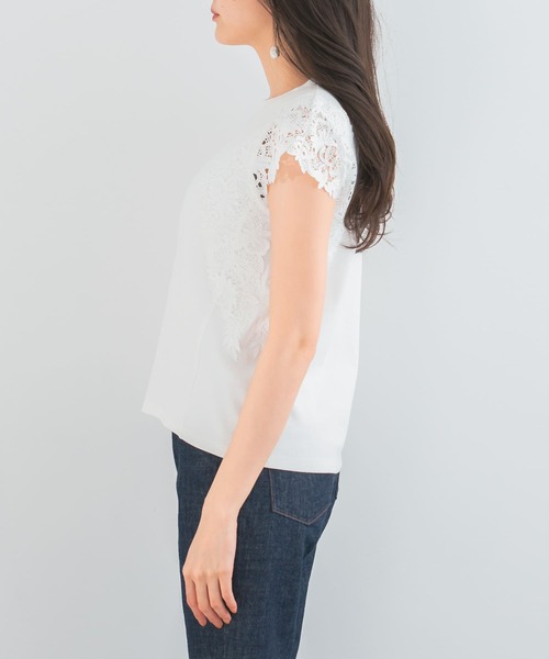 URBAN RESEARCH ROSSO WOMEN（アーバンリサーチ　ロッソ）の「レースフレンチスリーブプルオーバー（Tシャツ/カットソー・レディース・ブラック/オフホワイト/ブルー系その他・FREE）」の16枚目の写真