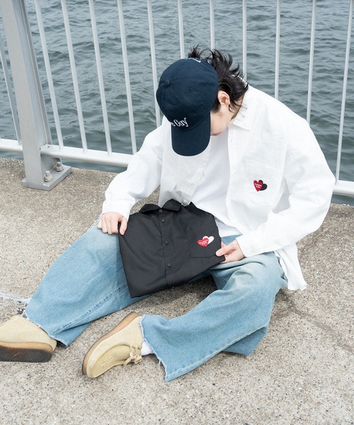 kutir(クティール)の「ハート刺繍ビック長袖シャツ(シャツ/ブラウス・メンズ・オフホワイト/ブラック・MEDIUM/LARGE)」の15枚目の写真
