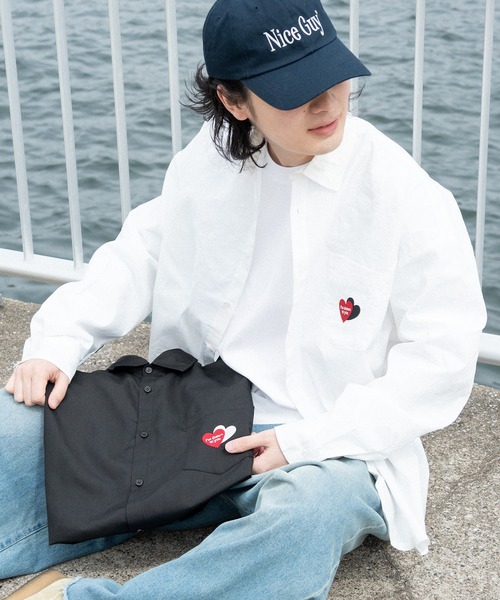 kutir(クティール)の「ハート刺繍ビック長袖シャツ(シャツ/ブラウス・メンズ・オフホワイト/ブラック・MEDIUM/LARGE)」の14枚目の写真