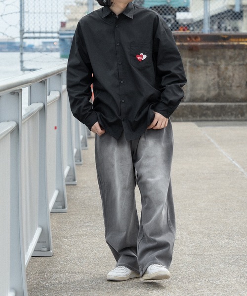 kutir(クティール)の「ハート刺繍ビック長袖シャツ(シャツ/ブラウス・メンズ・オフホワイト/ブラック・MEDIUM/LARGE)」の10枚目の写真