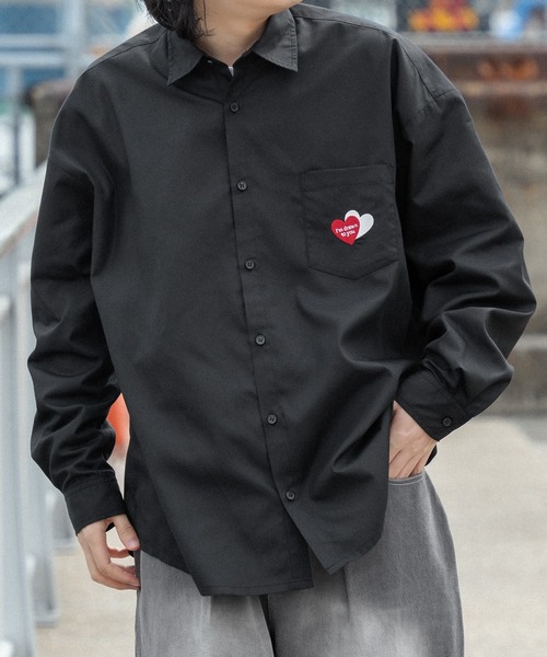 kutir(クティール)の「ハート刺繍ビック長袖シャツ(シャツ/ブラウス・メンズ・オフホワイト/ブラック・MEDIUM/LARGE)」の17枚目の写真