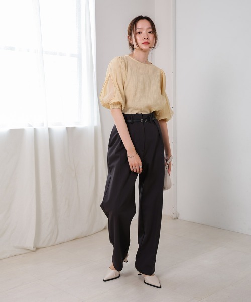 Bab（バブ）の「袖ボリュームシアー使いブラウス（シャツ/ブラウス・レディース・ライトグレー/ホワイト系その他/ベージュ・M）」の18枚目の写真