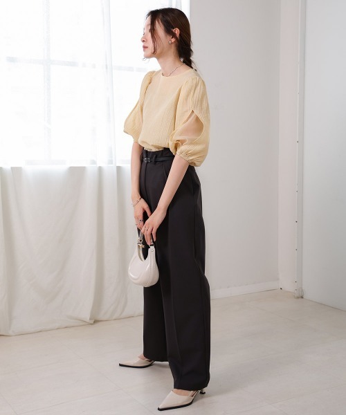 Bab（バブ）の「袖ボリュームシアー使いブラウス（シャツ/ブラウス・レディース・ライトグレー/ホワイト系その他/ベージュ・M）」の21枚目の写真